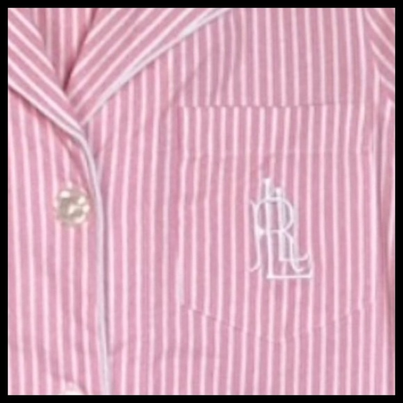 LAUREN Ralph Lauren Cotton Boxer Pajama Set Pink Strip - Picture 3 of 6